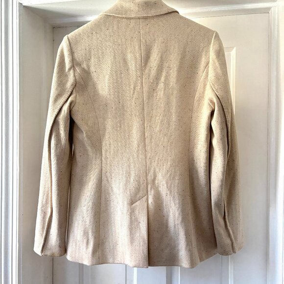 ecru Single Button Speckled Blazer Cream Size 2 - Picture 7 of 14